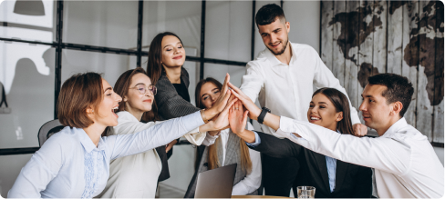 Team meeting with laptops